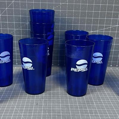 Plastic Blue PEPSI Tumblers (10) 