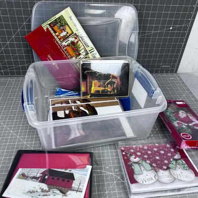 Tub of Christmas Holiday Cards 