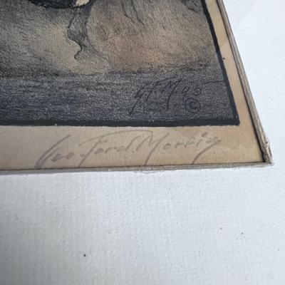 Signed Etching of a Calvary Horse