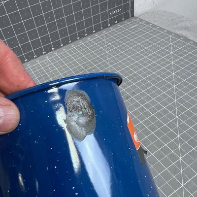 2 Blue New Enamel Pots with Lids 