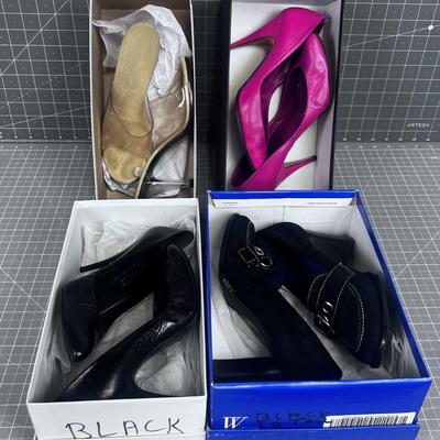 Vintage Women's Heels: Clear, Black, Hot Pink  