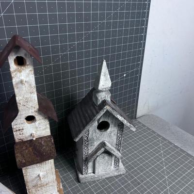 3 Wooden Bird Houses