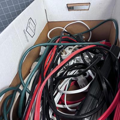Large Box of Indoor and Outdoor Cords