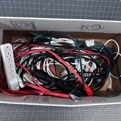 Large Box of Indoor and Outdoor Cords