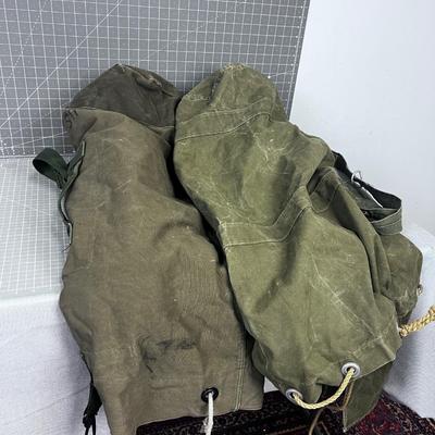 2 US Military Duffel Canvas Bags 