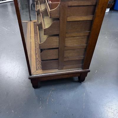 Antique Oak Glass Display Counter with Drawers From a Haberdashery or Hosiery Counter -  