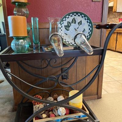 Tea Cart with Candlesticks & Decor