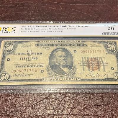 1929 $50 Federal Reserve Note Cleveland VF20