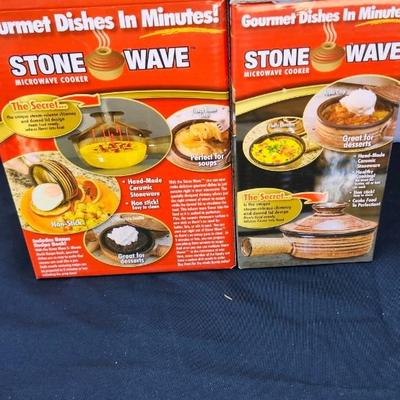 Slice-O-Matic food slicer and 2 Stone Wave Microwave Cooker Two Non-Stick Ceramic Stoneware Baking Pan