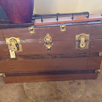 Steamer Trunk, Lamp, Coat board