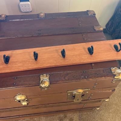 Steamer Trunk, Lamp, Coat board