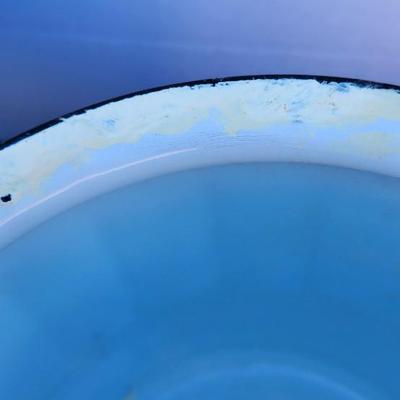 Two Enamel Chamber Pot with Lid Vintage