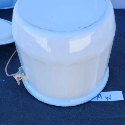 Two Enamel Chamber Pot with Lid Vintage