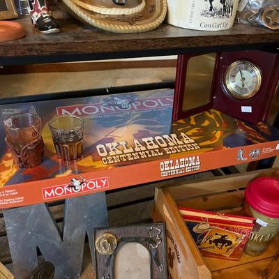 Entry seat, Cowboy Decor, frames, glass hat, oklahoma Monopoly