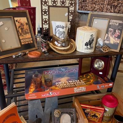 Entry seat, Cowboy Decor, frames, glass hat, oklahoma Monopoly
