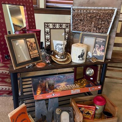 Entry seat, Cowboy Decor, frames, glass hat, oklahoma Monopoly