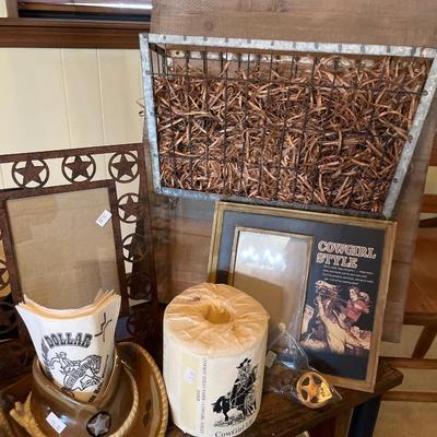 Entry seat, Cowboy Decor, frames, glass hat, oklahoma Monopoly