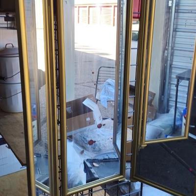 Vintage Tri Fold Gold Rectangle door Mirror