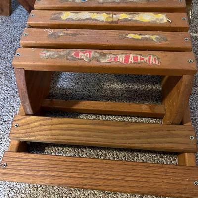 Vintage Kids Rocking Chair, Stool, Rustic Foot Stool, Tray