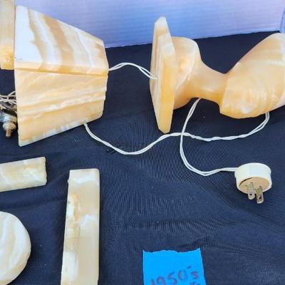 Alabaster and Marble Sphynx Lamp, 1950s As is