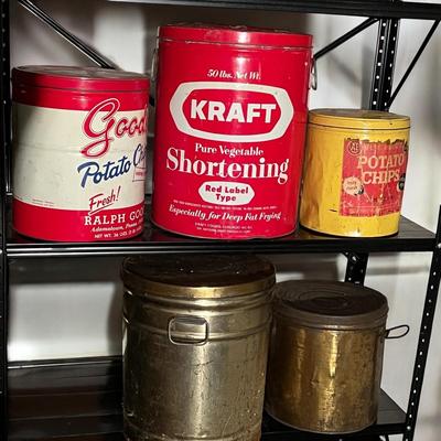 Lot of 5 Vintage Tins - Tallest is 16”