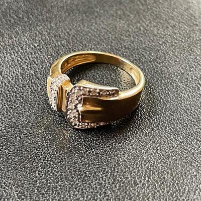 Vintage Diamond 14K Buckle Ring
