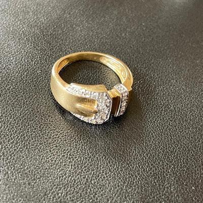 Vintage Diamond 14K Buckle Ring