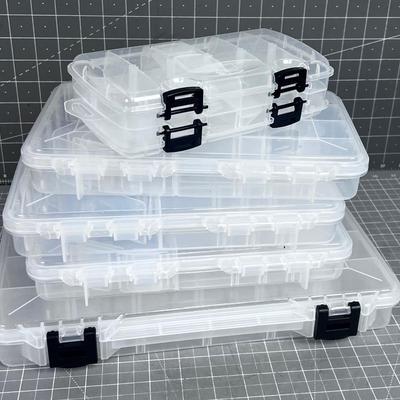 5 Clear Tackle Boxes, NEW 