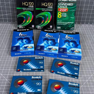 Unrecorded Cassette and VHS Tapes 