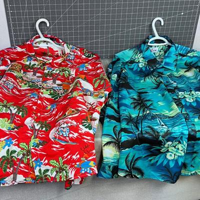 (2) 3XL  HAWAIIAN Button Down Long Sleeve Shirts 