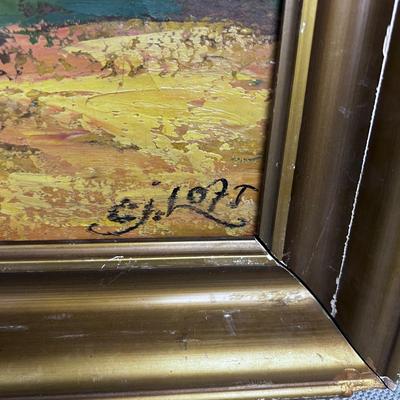Mountain Lake Oil Painting, Original  Signed by C J Loft 