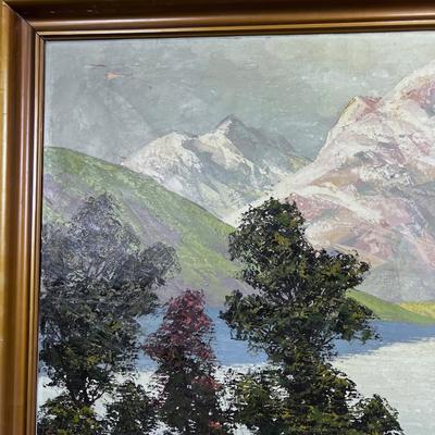 Mountain Lake Oil Painting, Original  Signed by C J Loft 