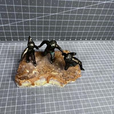 Bronze and Stone Hand Crafted Children Sculpture 