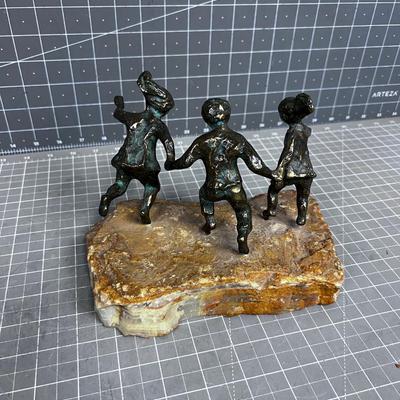 Bronze and Stone Hand Crafted Children Sculpture 