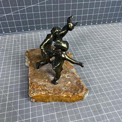 Bronze and Stone Hand Crafted Children Sculpture 
