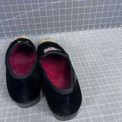 Men's Sz. 8 Black Suede Embellished Shoes 