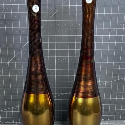 2 Gold Vases, Glass 