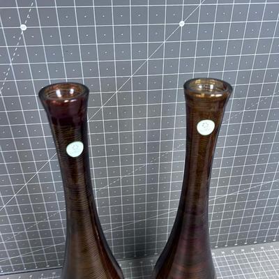 2 Gold Vases, Glass 