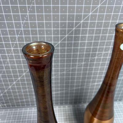 2 Gold Vases, Glass 