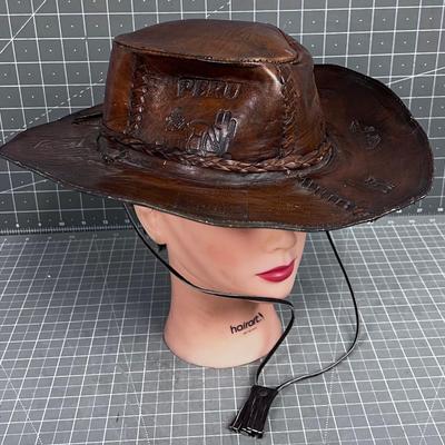Leather Hat From PERU
