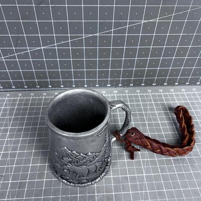 Pewter Tankard of Mountain Scene on it with Bear and Moose