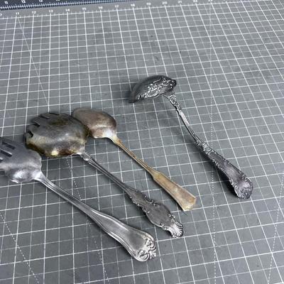 4 Plated Silverware Serving pieces