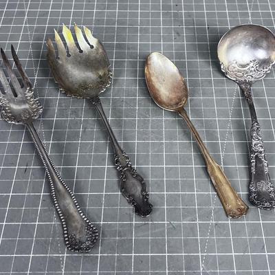 4 Plated Silverware Serving pieces