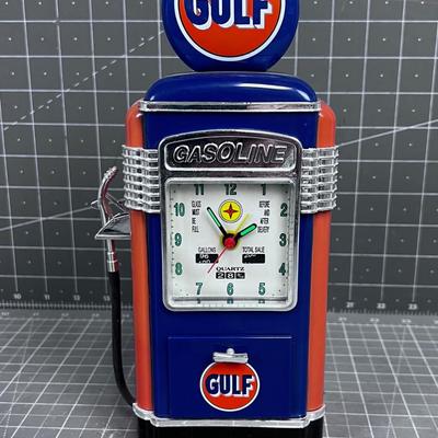 GULF Vintage Gas Pump BANK Clock 