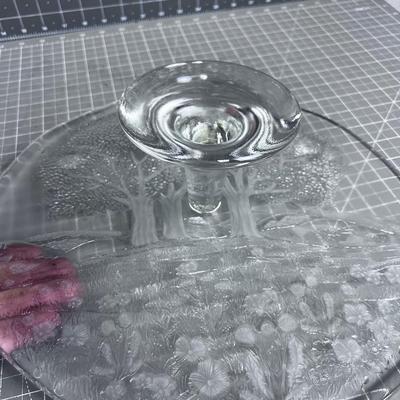 Incredible Cake Plate with a Tree Design Embedded in it