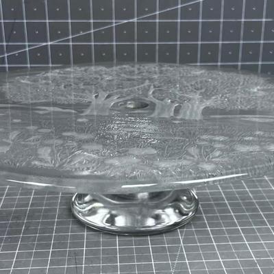 Incredible Cake Plate with a Tree Design Embedded in it