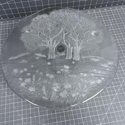 Incredible Cake Plate with a Tree Design Embedded in it