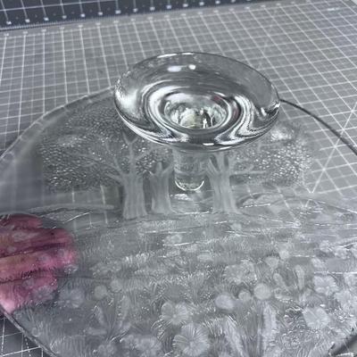 Incredible Cake Plate with a Tree Design Embedded in it