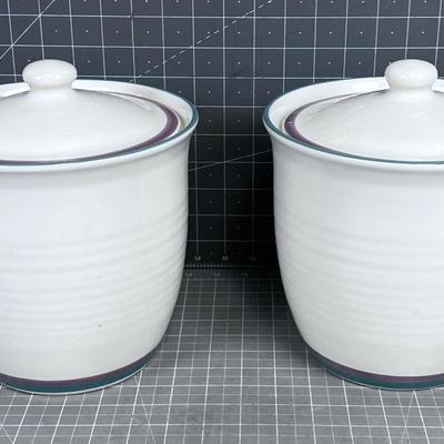 2 Pfaltzgraff Canisters with lids