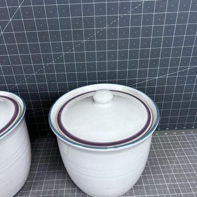 2 Pfaltzgraff Canisters with lids